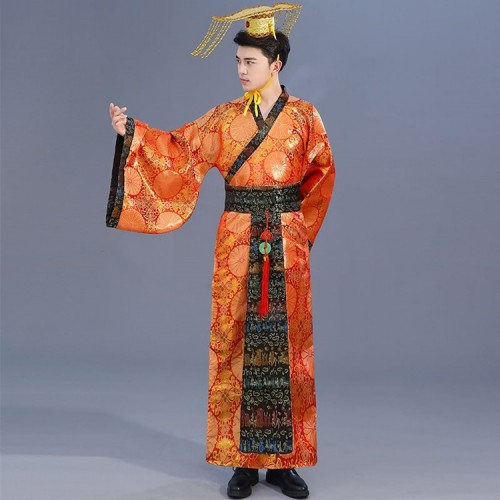 Men's Chinese folk dance dresses for male ancient traditional stage performance hanfu drama photos emperor cosplay robes